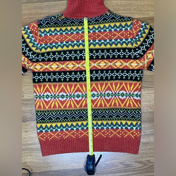 Y2K Vintg  Chunky Turtleneck Sweater Holiday Multicolor Rainbow Stripe Geometric - Picture 6 of 9